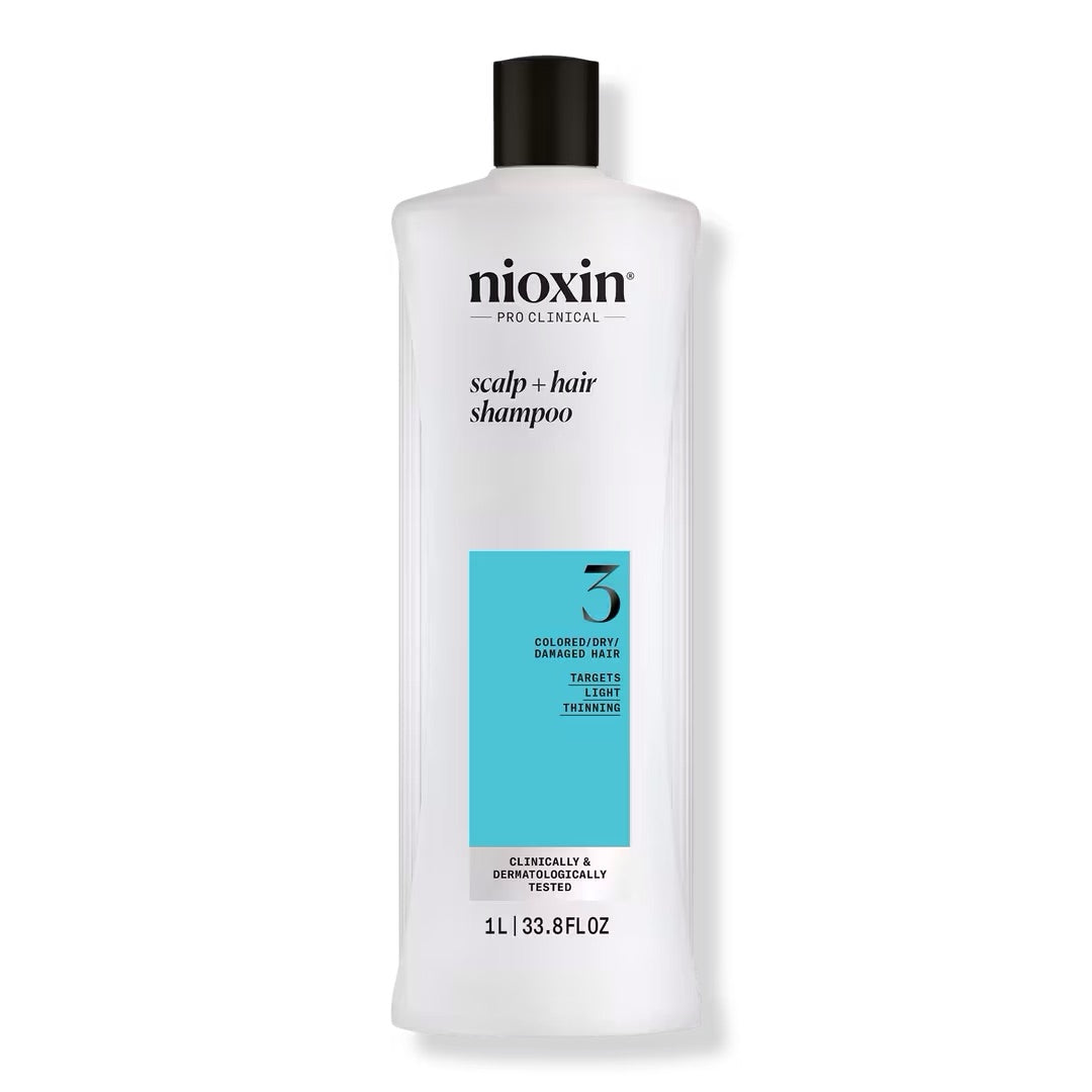 NIOXIN System 3 a Shampoo Scalp + Hair Thickening for dry, damaged, colored hair with light thinning 33.8 fl oz/ 1 L