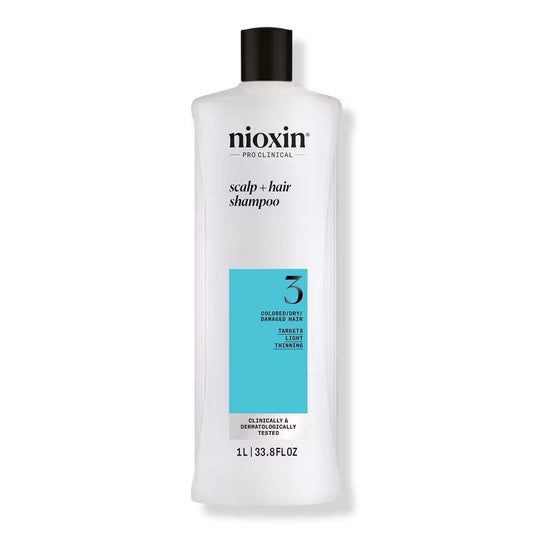 NIOXIN System 3 a Shampoo Scalp + Hair Thickening for dry, damaged, colored hair with light thinning 33.8 fl oz/ 1 L