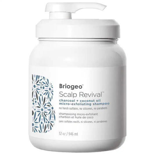 BRIOGEO Scalp Revival Charcoal + Coconut Oil Micro-exfoliating Scalp Scrub Shampoo 33 oz Large size