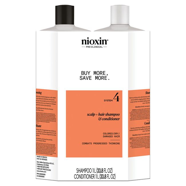 NIOXIN System 4 Shampoo and Conditioner Duo Scalp + Hair Thickening 33.8 fl oz/ 1 L
