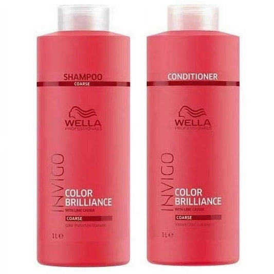 WELLA Invigo Brilliance Shampoo and Conditioner for Coarse Colored Hair Liter Duo